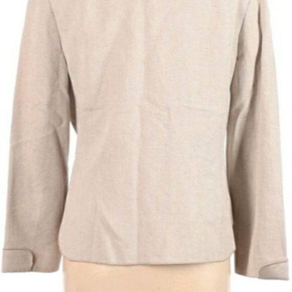 Vintage 80's Harve Benard Linen Safari Button Down Shacket Blazer Tan Sz 12 - Picture 7 of 8